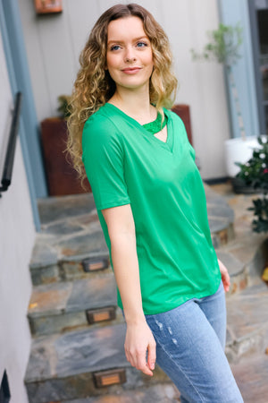 Saint Patrick Asymmetrical Sequin Banded V Neck Top - Coeur de la Mode