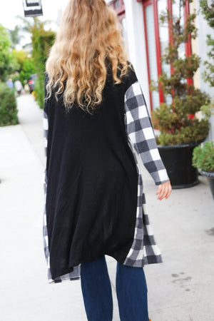 Get To Know You Black Buffalo Plaid Hacci Cardigan - Coeur de la Mode
