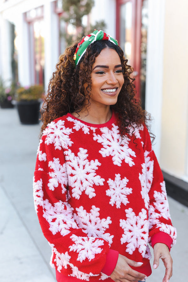 Santa Present Charms & Rhinestone Top Knot Holiday Headband - Coeur de la Mode