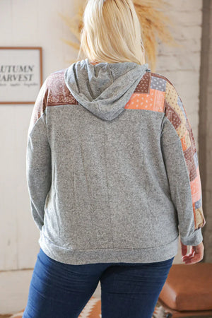 Harvest Ethnic Patchwork Print Kangaroo Pocket Hoodie - Coeur de la Mode