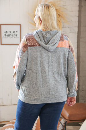 Harvest Ethnic Patchwork Print Kangaroo Pocket Hoodie - Coeur de la Mode