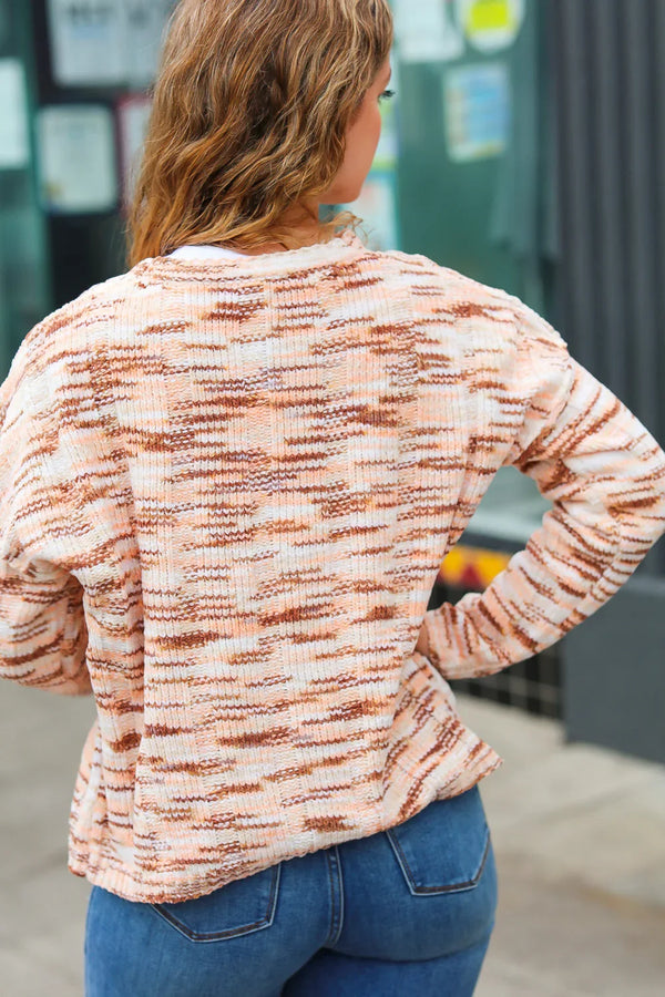 Forget Me Not Cream & Sepia Multicolor Chenille Velvet Sweater - Coeur de la Mode