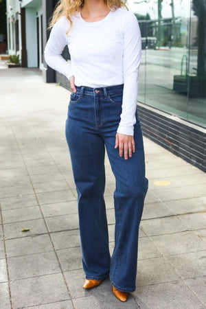 Judy Blue Medium Wash High Waist Wide Leg Jeans - Coeur de la Mode
