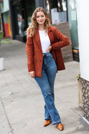 Going Up Rust Double Button Collar Lapel Blazer - Coeur de la Mode
