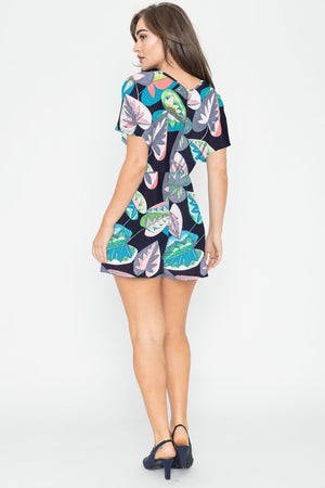 Island Vibes All Year Round: Tropical Kimono Sleeve Romper - Coeur de la Mode