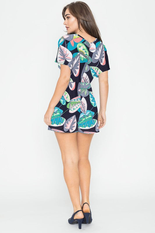 Island Vibes All Year Round: Tropical Kimono Sleeve Romper - Coeur de la Mode