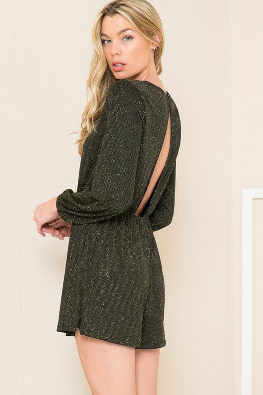 Sparkly Lurex Romper with Puff Sleeves - Perfect for Parties! - Coeur de la Mode