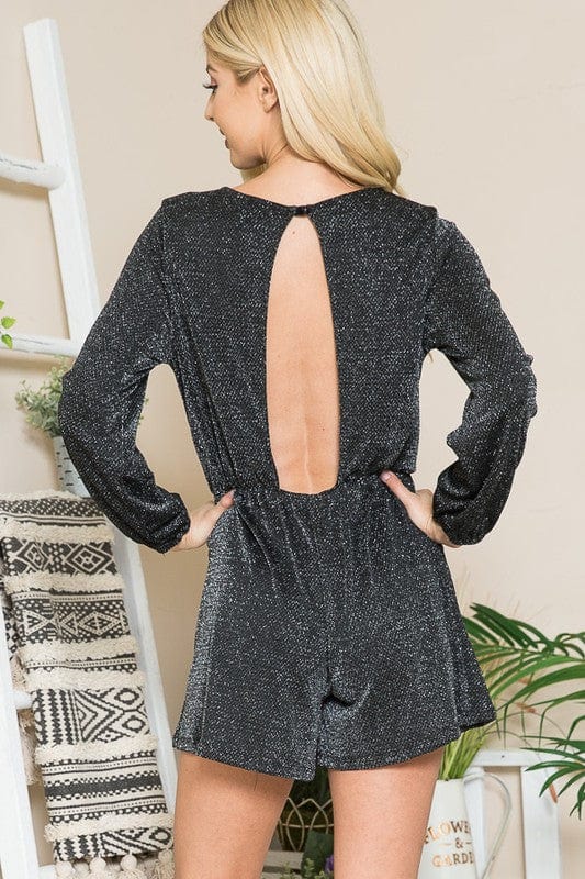 Sparkly Lurex Romper with Puff Sleeves - Perfect for Parties! - Coeur de la Mode