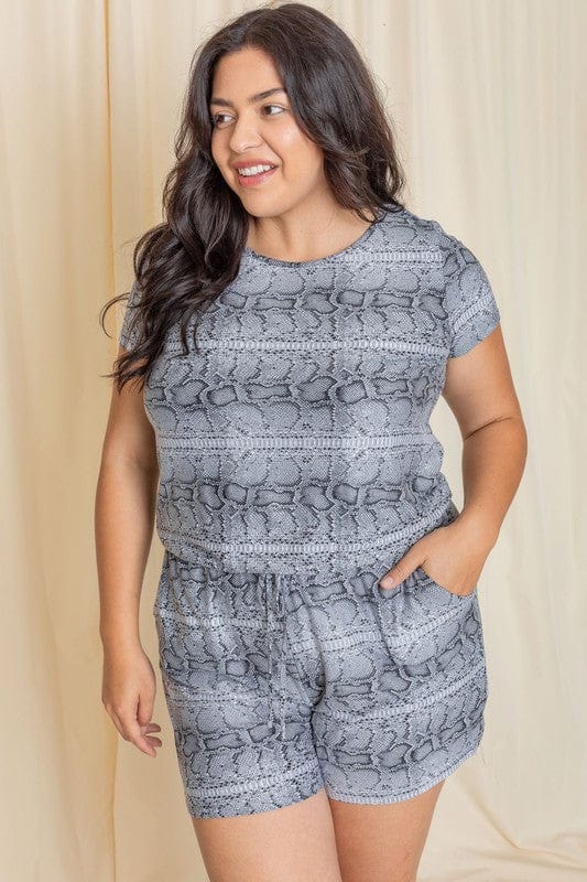 Unleash Your Wild Side: Python Print Drawstring Romper - Coeur de la Mode