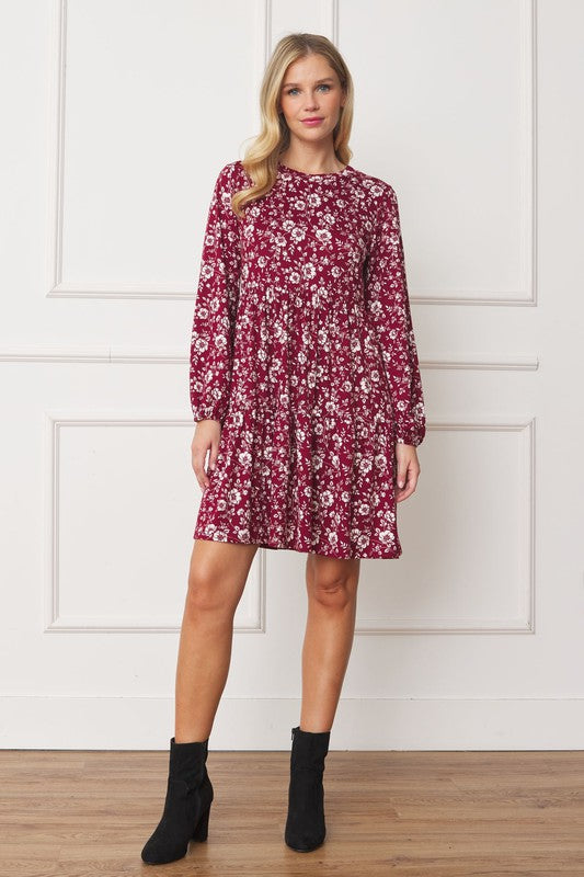 Floral Crew Neck Midi Dress