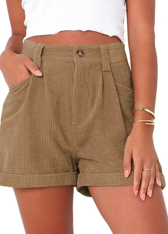 High waisted corduroy shorts - Coeur de la Mode