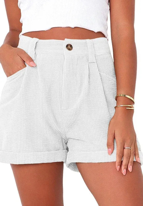 High waisted corduroy shorts - Coeur de la Mode