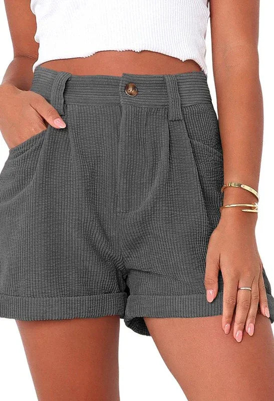 High waisted corduroy shorts - Coeur de la Mode