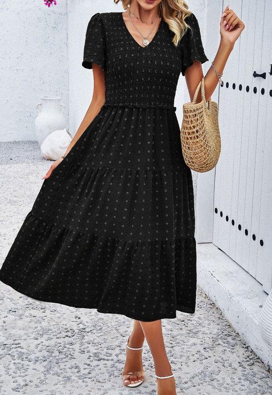 Smocked Midi Dress for Women in Elegant Styles - Coeur de la Mode