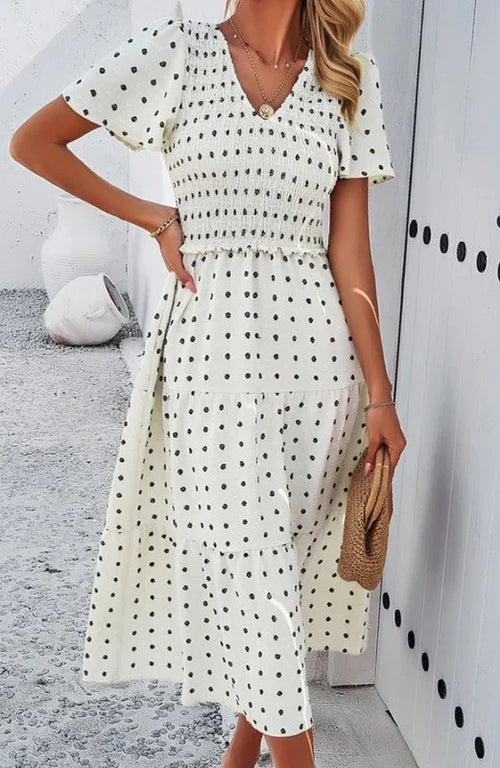 Smocked Midi Dress for Women in Elegant Styles - Coeur de la Mode