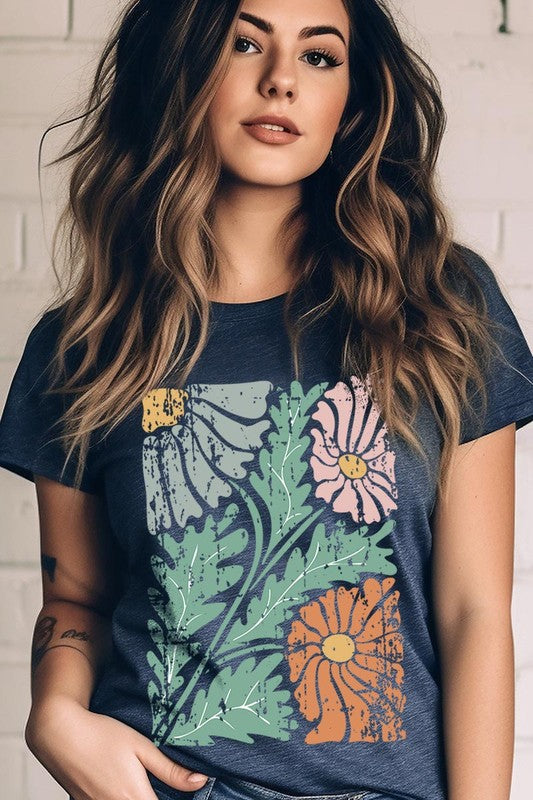 Distressed Boho flower Graphic T Shirts