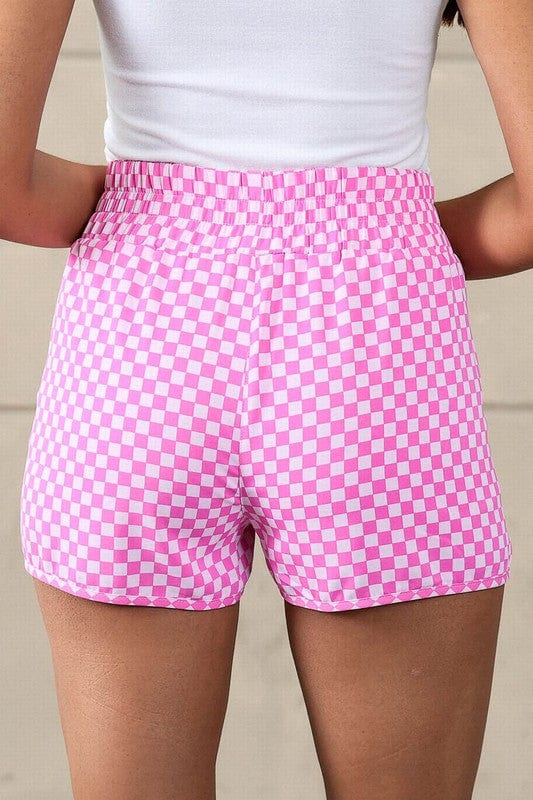 Plaid High Waisted Athletic Shorts - Coeur de la Mode