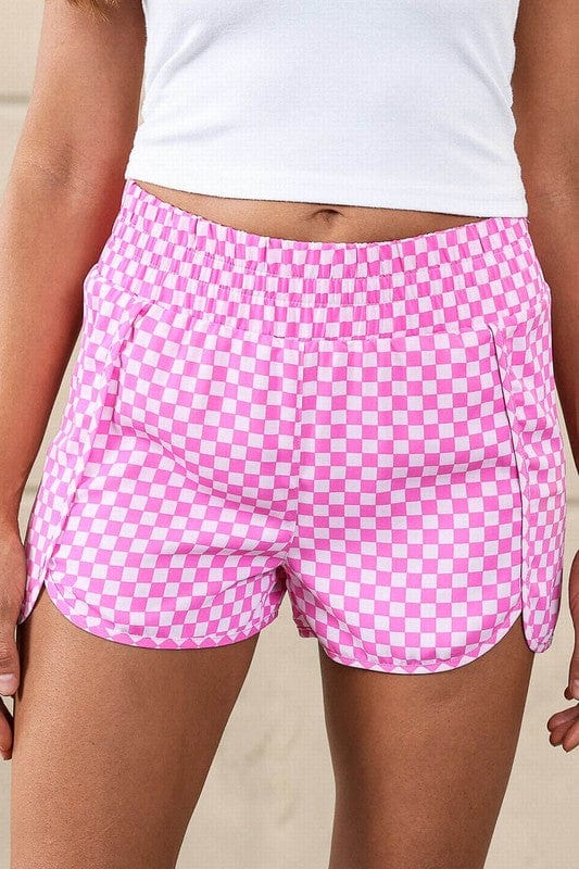 Plaid High Waisted Athletic Shorts - Coeur de la Mode