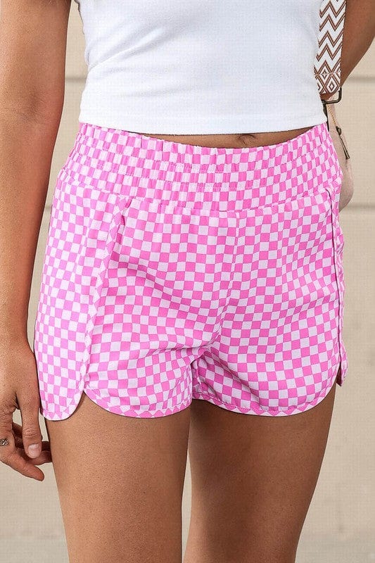 Plaid High Waisted Athletic Shorts - Coeur de la Mode