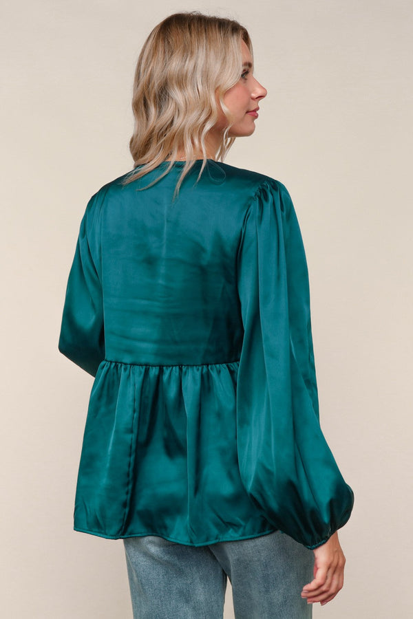 Tied Up in Style Teal Ribbon Blouse
