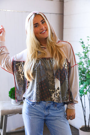 Take Your Sweet Time Animal Patchwork Hoodie