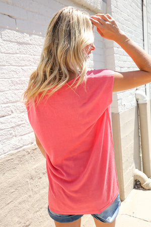 Summer Vibes Coral Relaxed Fit Jacquard Knitted Top