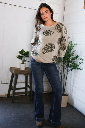 One Wild Rose Olive Cozy Sweater
