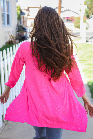 Be Bold Hot Pink Glitter Stud Scarf Hem Top - Coeur de la Mode