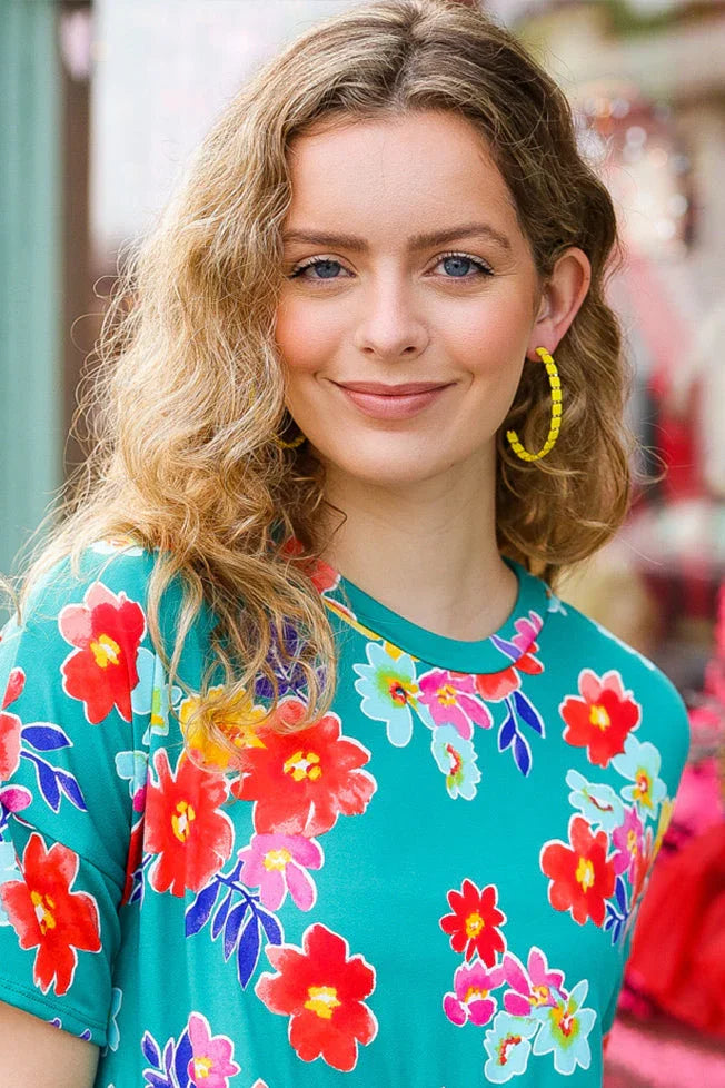 Canary Yellow Block Bead Open Hoop Earrings - Coeur de la Mode