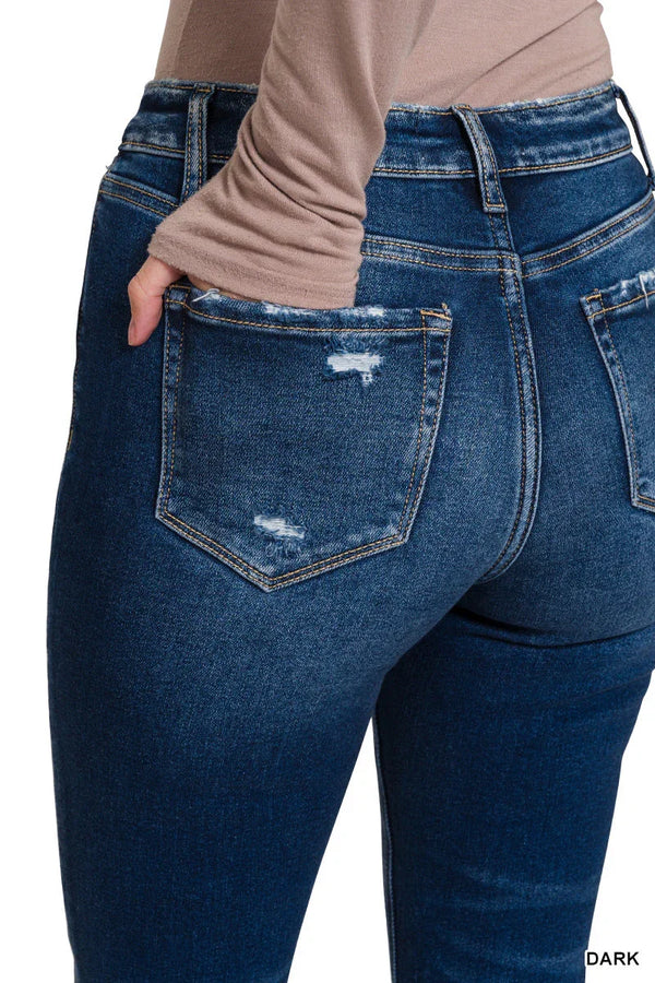 Feeling Empowered Denim Distressed Boot Cut Jeans - Coeur de la Mode