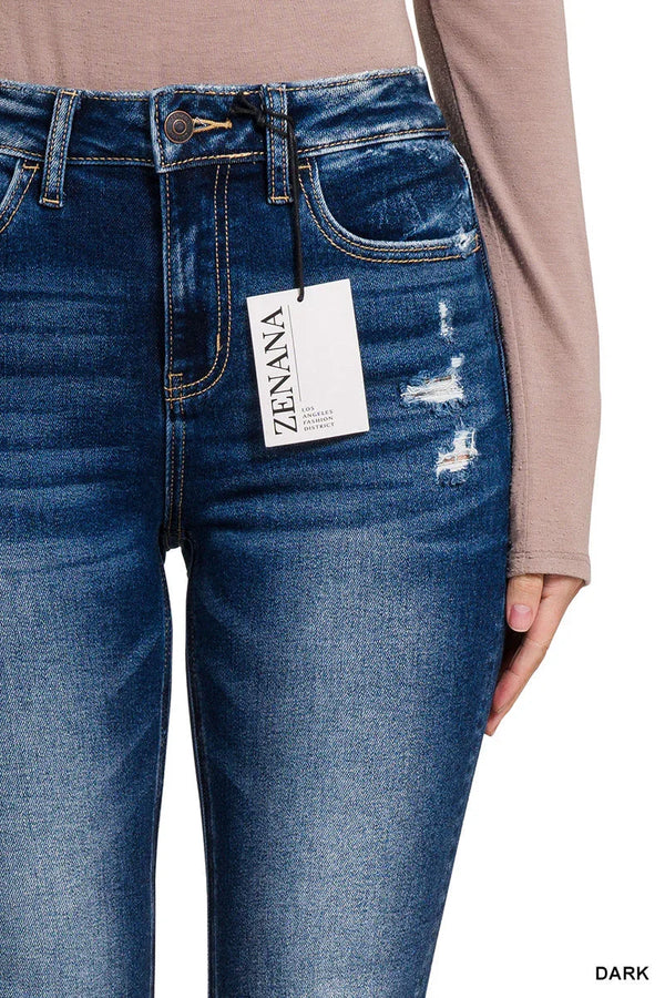 Feeling Empowered Denim Distressed Boot Cut Jeans - Coeur de la Mode