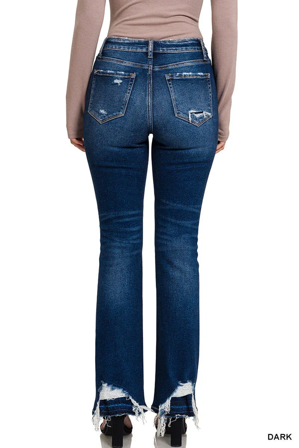Feeling Empowered Denim Distressed Boot Cut Jeans - Coeur de la Mode