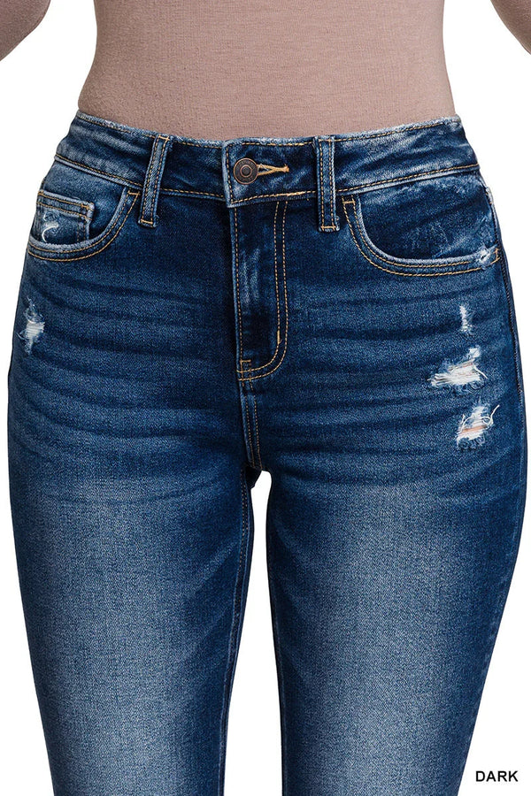Feeling Empowered Denim Distressed Boot Cut Jeans - Coeur de la Mode