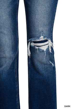 Feeling Empowered Denim Distressed Boot Cut Jeans - Coeur de la Mode