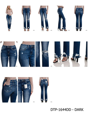Feeling Empowered Denim Distressed Boot Cut Jeans - Coeur de la Mode