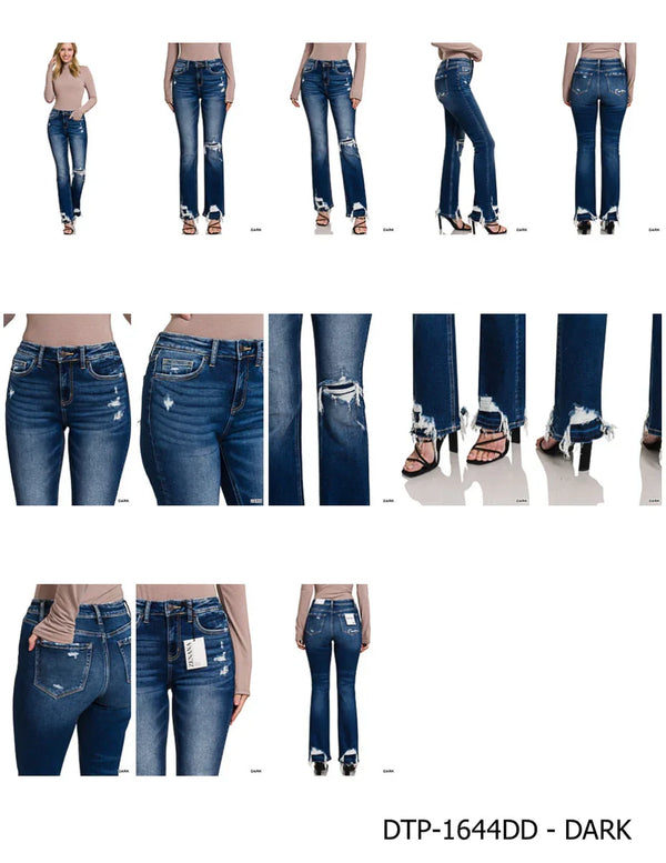 Feeling Empowered Denim Distressed Boot Cut Jeans - Coeur de la Mode
