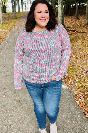 Magenta & Teal Vintage Two Tone Knit Top - Coeur de la Mode