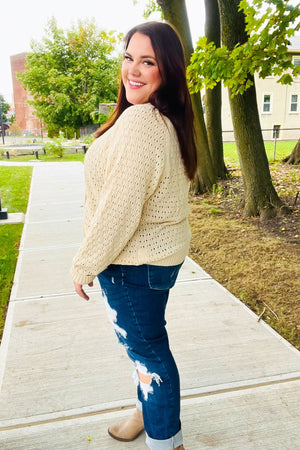 Follow Me Oatmeal Pointelle Knit Button Down Cardigan - Coeur de la Mode