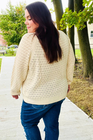 Follow Me Oatmeal Pointelle Knit Button Down Cardigan - Coeur de la Mode
