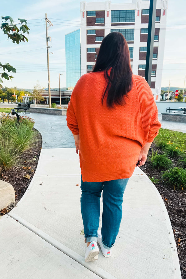 Autumn Vibes Pumpkin Asymmetrical Knit Sweater - Coeur de la Mode