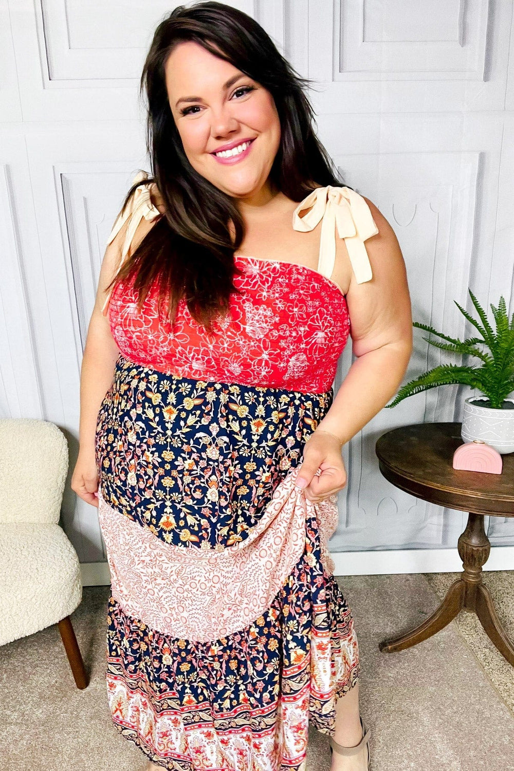 Vacay Vibes Orange Floral Smocked Tube Top Tiered Maxi Dress - Coeur de la Mode