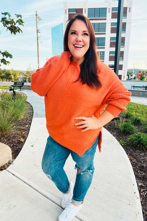 Autumn Vibes Pumpkin Asymmetrical Knit Sweater - Coeur de la Mode