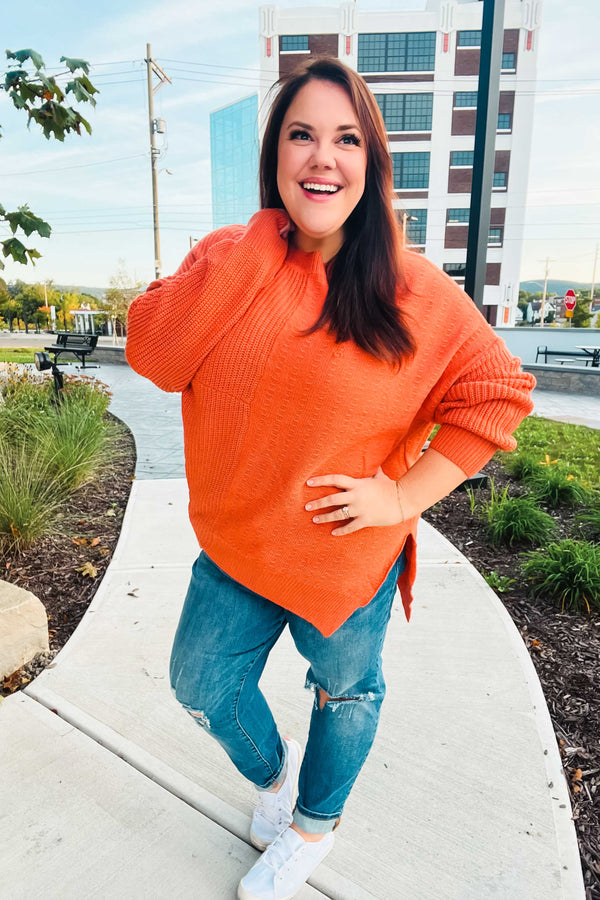 Autumn Vibes Pumpkin Asymmetrical Knit Sweater - Coeur de la Mode