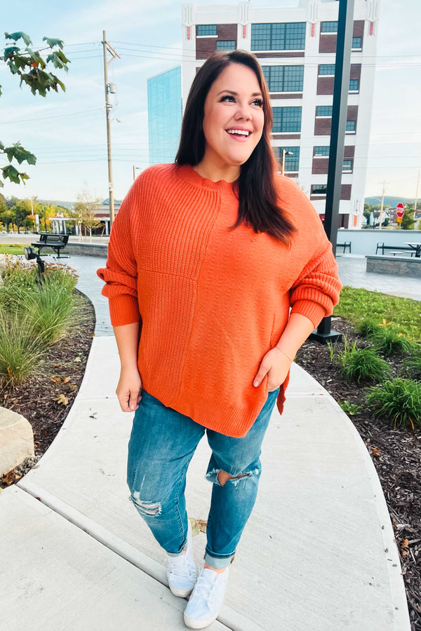Autumn Vibes Pumpkin Asymmetrical Knit Sweater - Coeur de la Mode