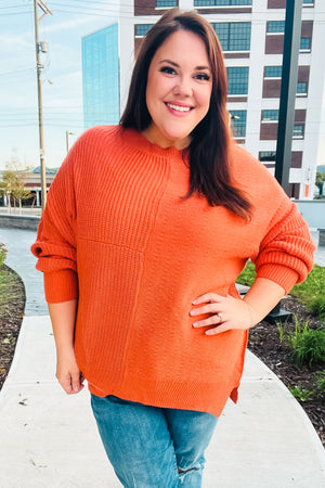 Autumn Vibes Pumpkin Asymmetrical Knit Sweater - Coeur de la Mode