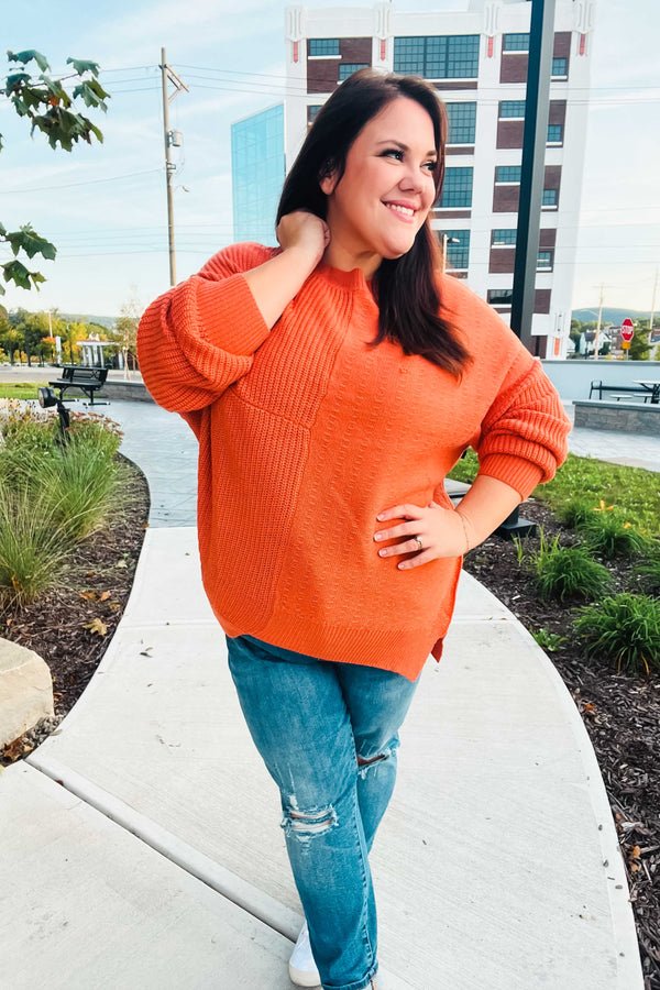 Autumn Vibes Pumpkin Asymmetrical Knit Sweater - Coeur de la Mode