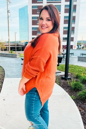Autumn Vibes Pumpkin Asymmetrical Knit Sweater - Coeur de la Mode