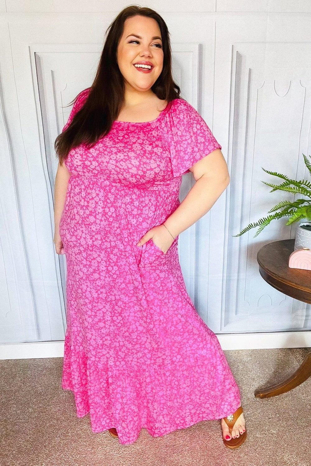 Perfectly You Fuchsia Ditzy Floral Fit & Flare Maxi Dress - Coeur de la Mode