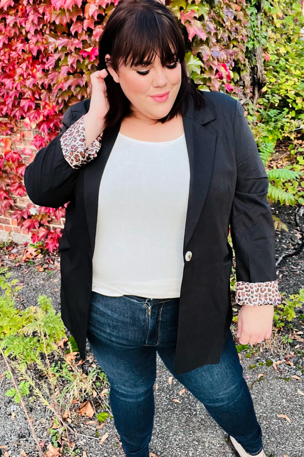 Feeling Bold Black Leopard Tailored Collar Lapel Blazer - Coeur de la Mode