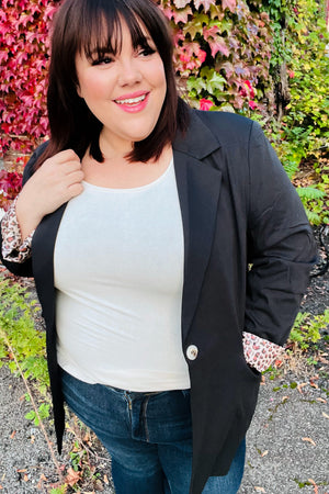 Feeling Bold Black Leopard Tailored Collar Lapel Blazer - Coeur de la Mode
